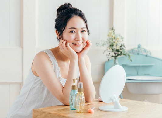 敏感肌のスキンケアをする女性